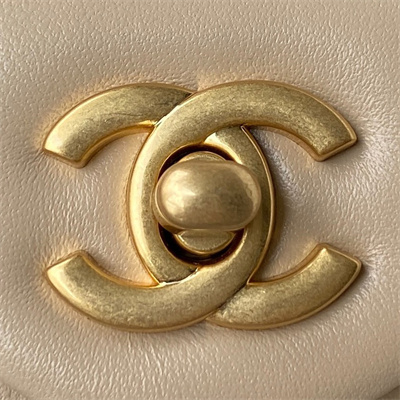 Cha.nel Mini Flap Bag Lambskin With Ball Gold Tone Metal Beige AS1787