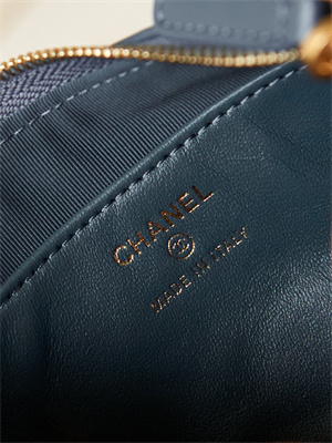 Cha.nel Mini Hobo Bag Aged Calfskin Gold Tone Metal Navy AS3647