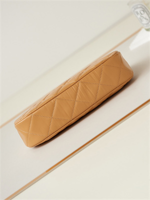 Cha.nel Hobo Bag Aged Calfskin Gold Tone Metal Brown AS4422