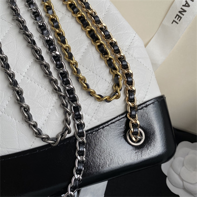 Cha.nel Gabrielle Backpack Aged Calfskin Ruthenium-Finish Metal White A94485