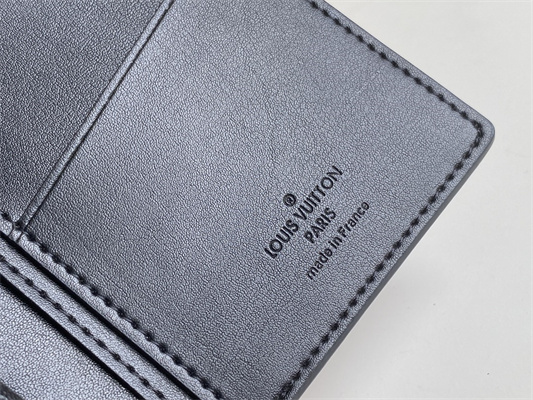 L.V Brazza Wallet Monogram Seal Cowhider Leather Black M80503