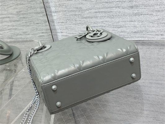 cd mini lady di.or bag cannage calfskin with Di*m*nd motif grey color