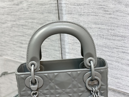 cd mini lady di.or bag cannage calfskin with Di*m*nd motif grey color