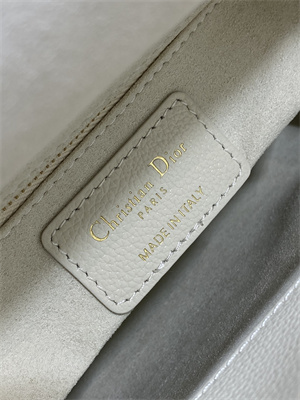 CD Mini Lady Di.or Bag Cannage Grained Calfskin Gold Tone Metal Cream