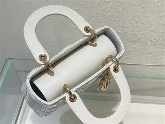 cd small lady di.or my abcD*or bag cannage lambskin gold tone metal white