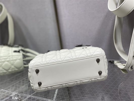 cd small lady di.or my abcD*or bag cannage lambskin guncolor tone metal white