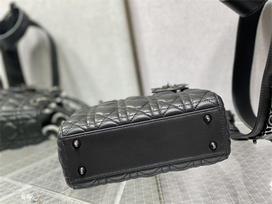 cd small lady di.or my abcD*or bag cannage lambskin guncolor tone metal black