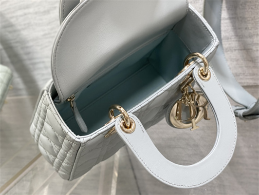 cd small lady di.or my abcD*or bag cannage lambskin gold tone metal placid blue