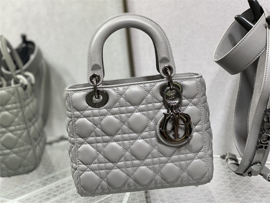 cd small lady di.or my abcD*or bag cannage lambskin guncolor tone metal grey