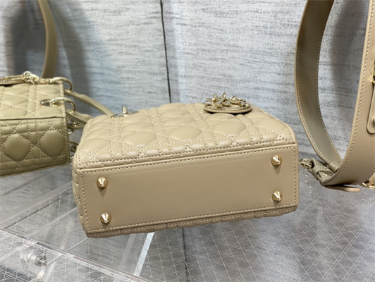cd small lady di.or my abcD*or bag cannage lambskin gold tone metal beige