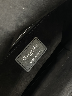 CD Medium Lady Di.or Bag Cannage Lambskin Silver Tone Metal Black