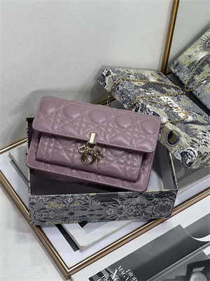 cd miss D*or chain pouch cannage lambskin peony pink