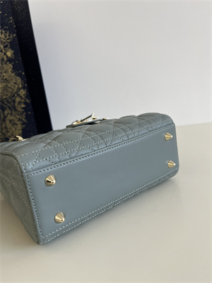 cd small lady di.or my abcD*or bag cannage lambskin gold tone metal stone grey