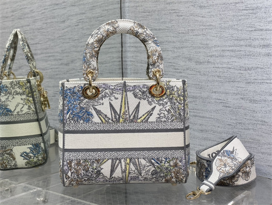 CD Medium Lady Di.or D-Lite Bag R??ve d’Infini Embroidery White and Multicolor
