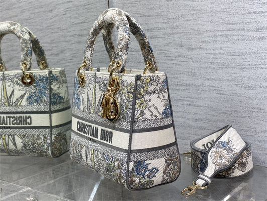 CD Medium Lady Di.or D-Lite Bag R??ve d’Infini Embroidery White and Multicolor
