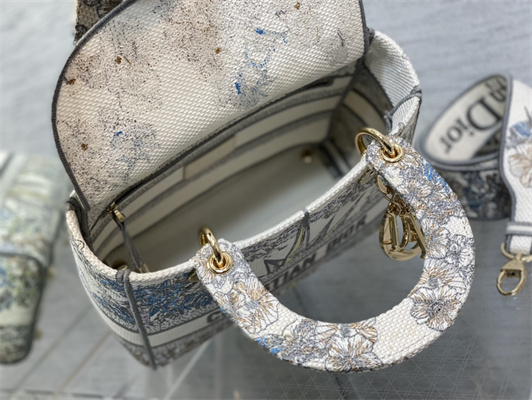 CD Medium Lady Di.or D-Lite Bag R??ve d’Infini Embroidery White and Multicolor