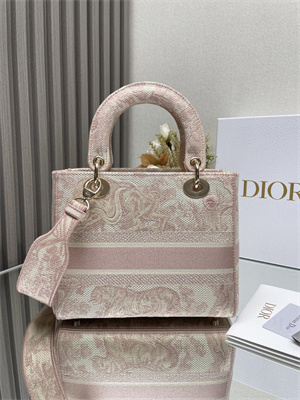 CD Medium Lady Di.or D-Lite Bag Toile de Jouy Embroidery Rose Des Vents