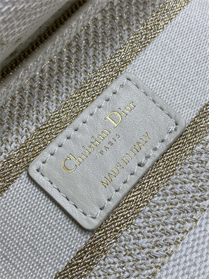 CD Medium Lady Di.or D-Lite Bag Butterfly Zodiac Embroidery Gold Tone and White