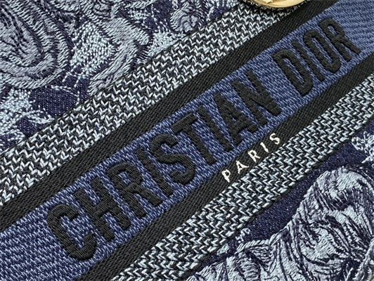 CD Medium Lady Di.or D-Lite Bag Toile de Jouy Embroidery Denim Blue