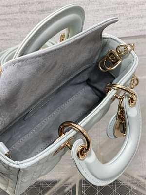 CD Lady D-Joy Micro Bag Cannage Lambskin Gold Tone Metal Placid Blue