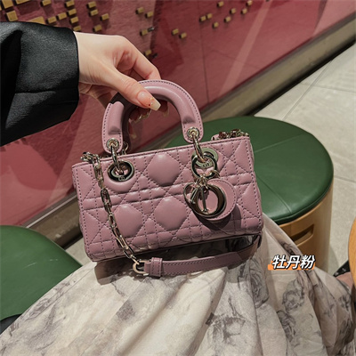 CD Lady D-Joy Micro Bag Cannage Lambskin Gold Tone Metal Peony Pink