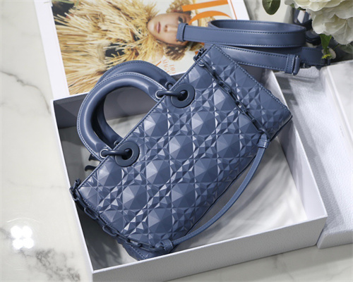 cd medium lady d-joy bag cannage calfskin with Di*m*nd motif blue