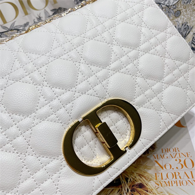 cd large di.or caro bag S*pple cannage calfskin gold tone metal white