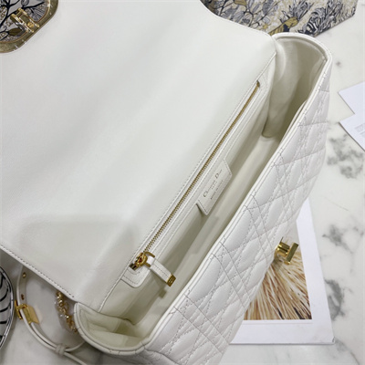 cd large di.or caro bag S*pple cannage calfskin gold tone metal white