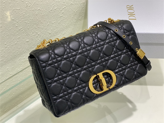 cd large di.or caro bag S*pple cannage calfskin gold tone metal black