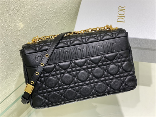 cd large di.or caro bag S*pple cannage calfskin gold tone metal black