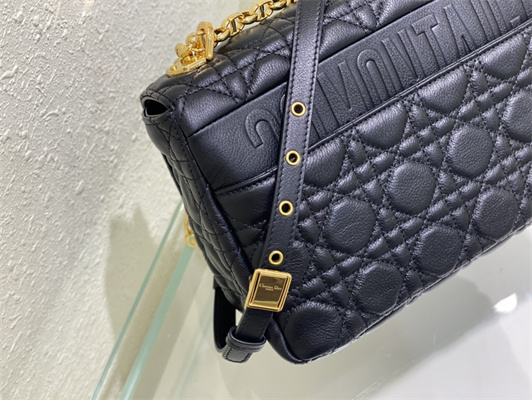 cd large di.or caro bag S*pple cannage calfskin gold tone metal black