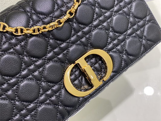 cd large di.or caro bag S*pple cannage calfskin gold tone metal black