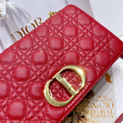 cd large di.or caro bag S*pple cannage calfskin gold tone metal red