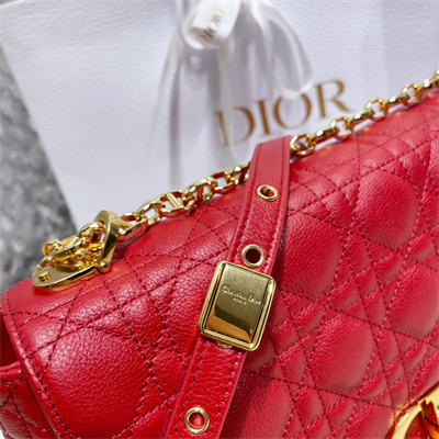 cd large di.or caro bag S*pple cannage calfskin gold tone metal red