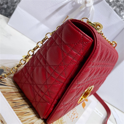 cd large di.or caro bag S*pple cannage calfskin gold tone metal red