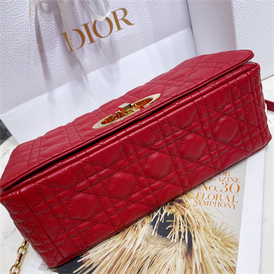 cd large di.or caro bag S*pple cannage calfskin gold tone metal red