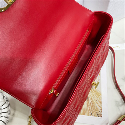 cd large di.or caro bag S*pple cannage calfskin gold tone metal red