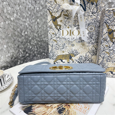 cd large di.or caro bag S*pple cannage calfskin gold tone metal blue