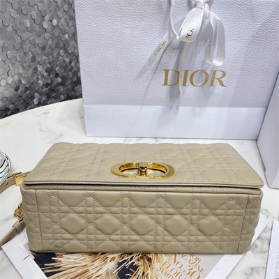 cd large di.or caro bag S*pple cannage calfskin gold tone metal beige
