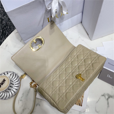 cd large di.or caro bag S*pple cannage calfskin gold tone metal beige