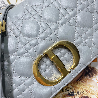 cd large di.or caro bag S*pple cannage calfskin gold tone metal stone grey
