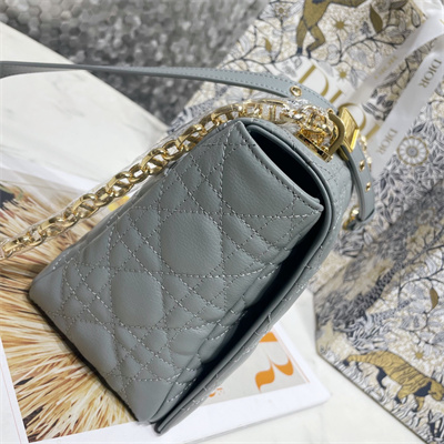 cd large di.or caro bag S*pple cannage calfskin gold tone metal stone grey