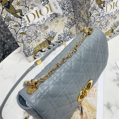 cd large di.or caro bag S*pple cannage calfskin gold tone metal stone grey