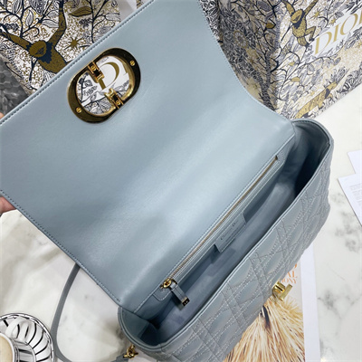 cd large di.or caro bag S*pple cannage calfskin gold tone metal stone grey