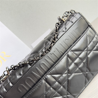CD Medium Di.or Caro Bag Quilted Macrocannage Calfskin Guncolor Tone Metal Black