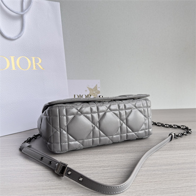 CD Medium Di.or Caro Bag Quilted Macrocannage Calfskin Guncolor Tone Metal Grey