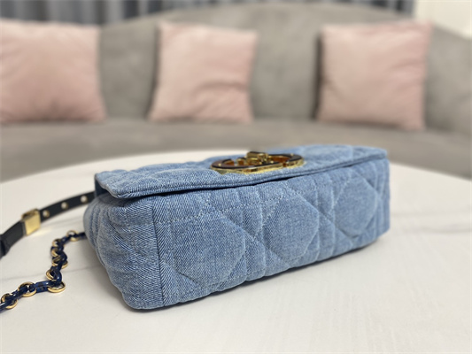 CD Medium Di.or Caro Bag Macrocannage Denim Blue