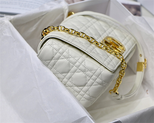 cd medium di.or caro bag S*pple cannage calfskin gold tone metal white