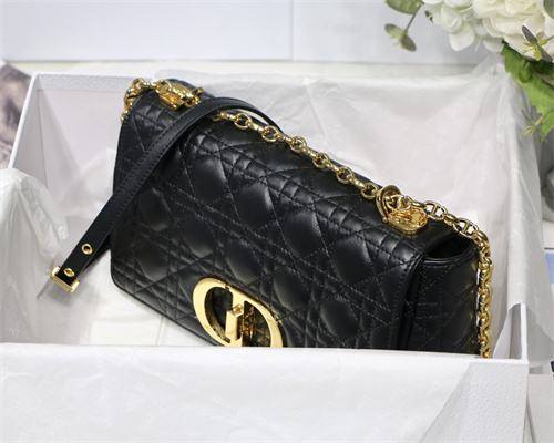 cd medium di.or caro bag S*pple cannage calfskin gold tone metal black
