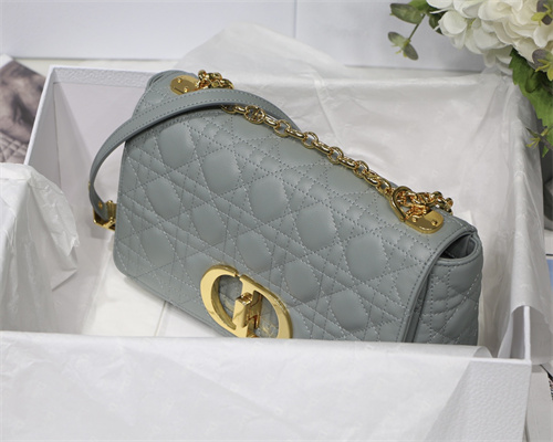 cd medium di.or caro bag S*pple cannage calfskin gold tone metal stone grey